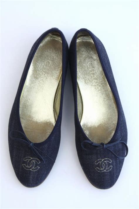 chanel denim ballet flats